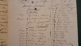 Les signataires de la pétition demandant la création d'une commune unissant Perly et Certoux, en 1820. Tous ne savent pas écrire. 